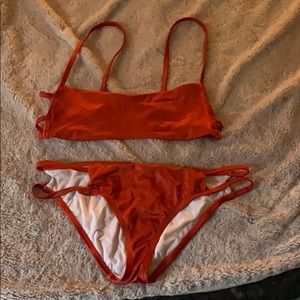 Urban outfitters red silk bathing suit size L